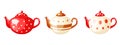 Cute set teapots on a white background. ÃÂ¡artoon style. Vector illustration.